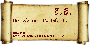 Bossányi Borbála névjegykártya